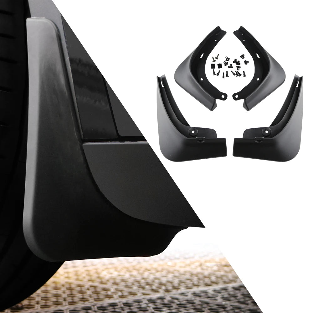 סט של 4 מגני בוץ (Splash Guards) לרכב טסלה Model 3 – מתאים לדגמים משנת 2016 ועד 2023+ כולל מגנים לגלגלים הקדמיים והאחוריים מגן על הרכב מפני לכלוך, אבנים ובוץ – לשמירה על מראה נקי וחד לאורך זמן
