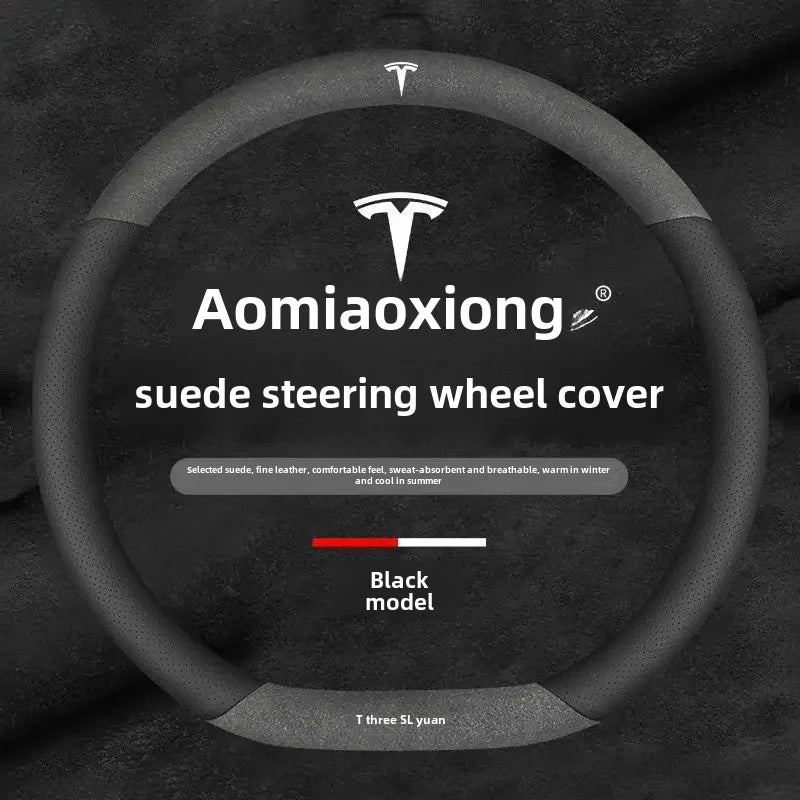 כיסוי הגה מרופד מתאים לטסלה Model 3/Y/X