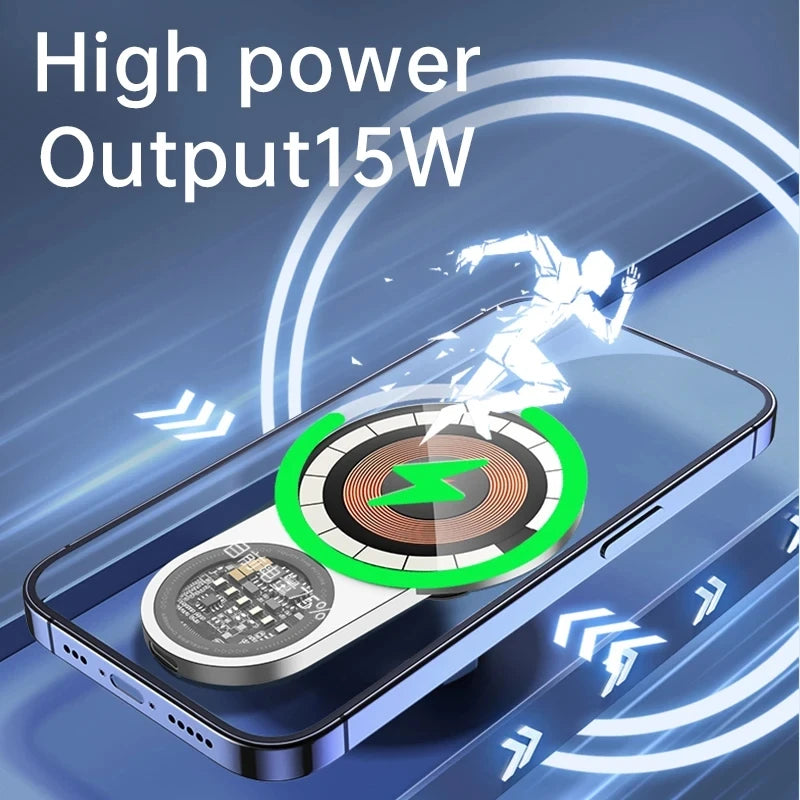 מחזיק טלפון לרכב בסגנון פאנק, עשוי סגסוגת אלומיניום 360° עם טעינה מהירה אלחוטית ומגנטית, מתאים לטסלה ול-MagSafe