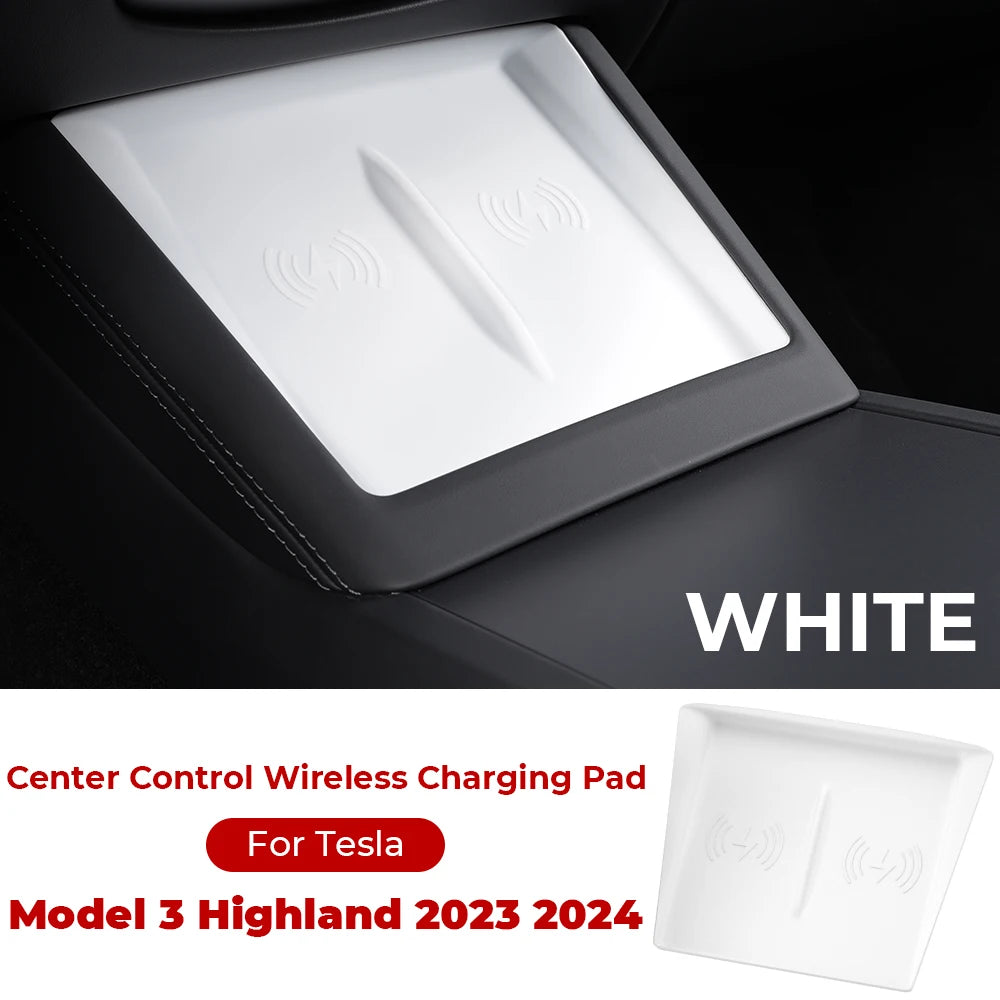 משטח טעינה אלחוטי מסיליקון לרכב – אביזר מגן נגד החלקה ואבק לדגם טסלה Model 3 Highland 2023–2024
