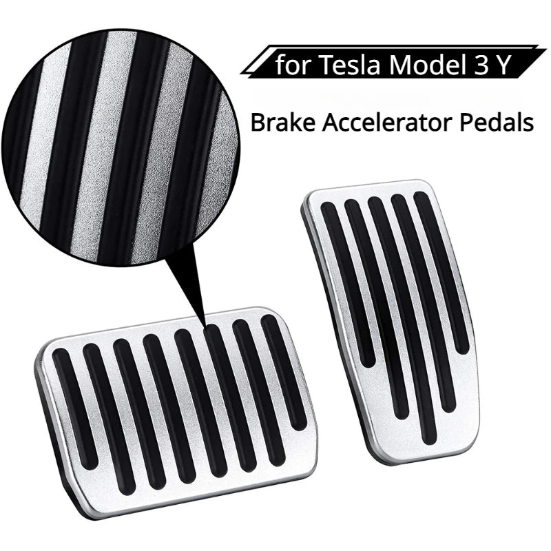 כרית רפידות נגד החלקה עבור דוושת ברקס והאצה לטסלה מודל 3 ומודל Y – כיסוי רפידות פדלים מאלומיניום למידות 2021-2023