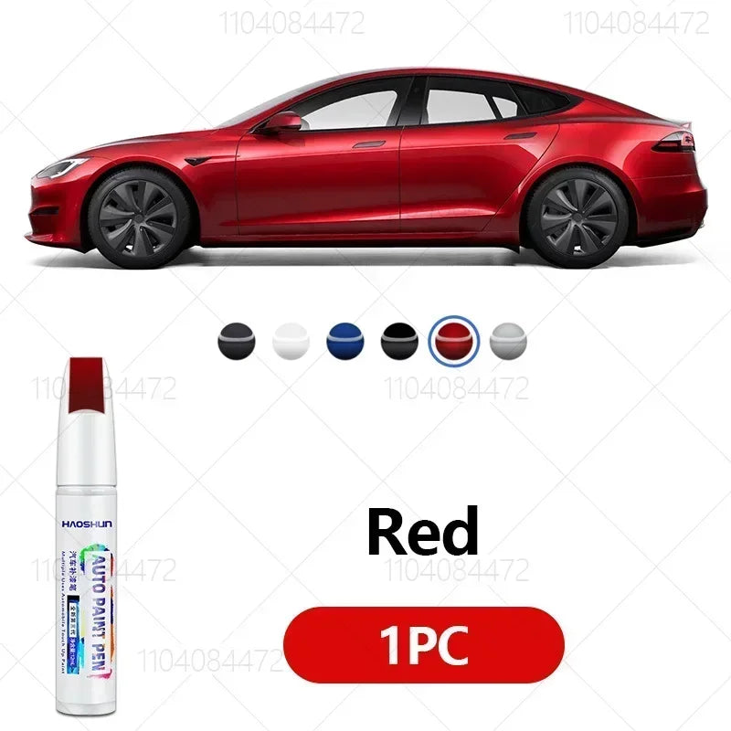 מתאים לטסלה דגמי 3, Y, X, S - עט לתיקון שריטות צבע ברכב, אביזר משלים בצבעים שחור, לבן פנינה, כסף, כחול עמוק, אדום.