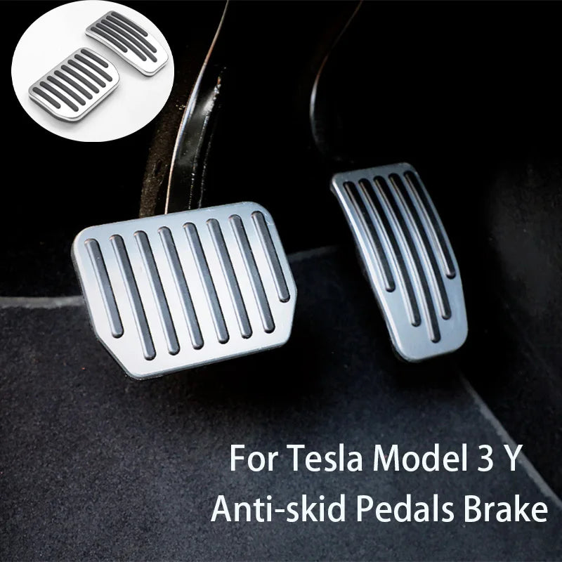 כרית רפידות נגד החלקה עבור דוושת ברקס והאצה לטסלה מודל 3 ומודל Y – כיסוי רפידות פדלים מאלומיניום למידות 2021-2023