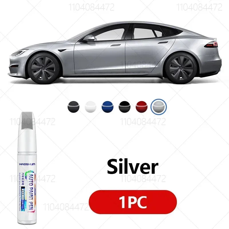 מתאים לטסלה דגמי 3, Y, X, S - עט לתיקון שריטות צבע ברכב, אביזר משלים בצבעים שחור, לבן פנינה, כסף, כחול עמוק, אדום.