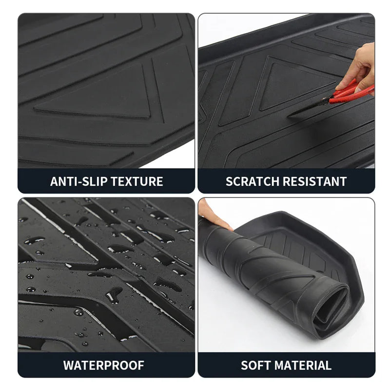 שטיח קדמי ואחורי TPE לתא מטען לטסלה מודל 3 2023 | אביזרים לטסלה מודל 3 2021-2023 | משטחי אחסון תלת-ממדיים עמידים למים | שטיחי רצפה
