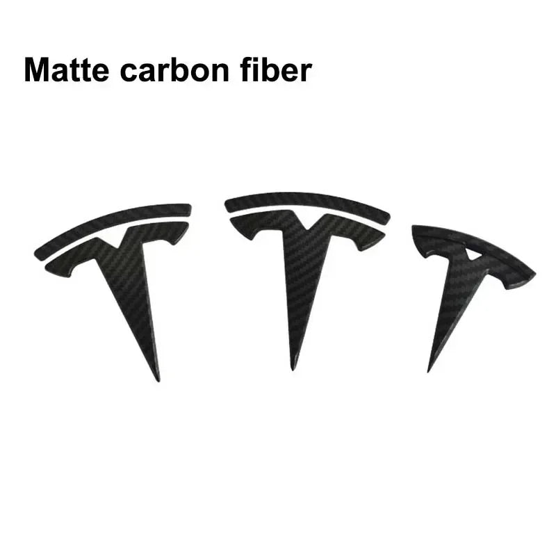 סט מדבקות סמל שחורות לטסלה – קדמי, אחורי, תא מטען והגה | מתאים לדגמי Model 3 / Y