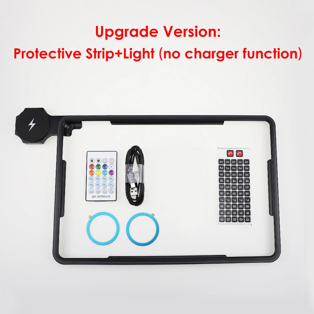 ערכת הגנה למסך עם תאורת אווירה ומטען אלחוטי – לדגמי טסלה Model 3 / Y (כולל Highland ו-Juniper)