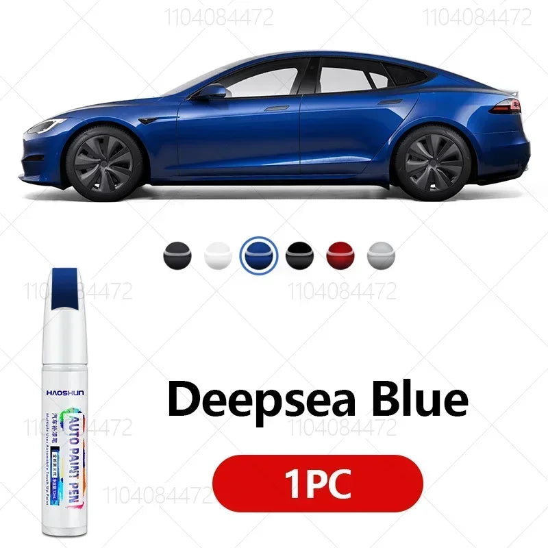 מתאים לטסלה דגמי 3, Y, X, S - עט לתיקון שריטות צבע ברכב, אביזר משלים בצבעים שחור, לבן פנינה, כסף, כחול עמוק, אדום.