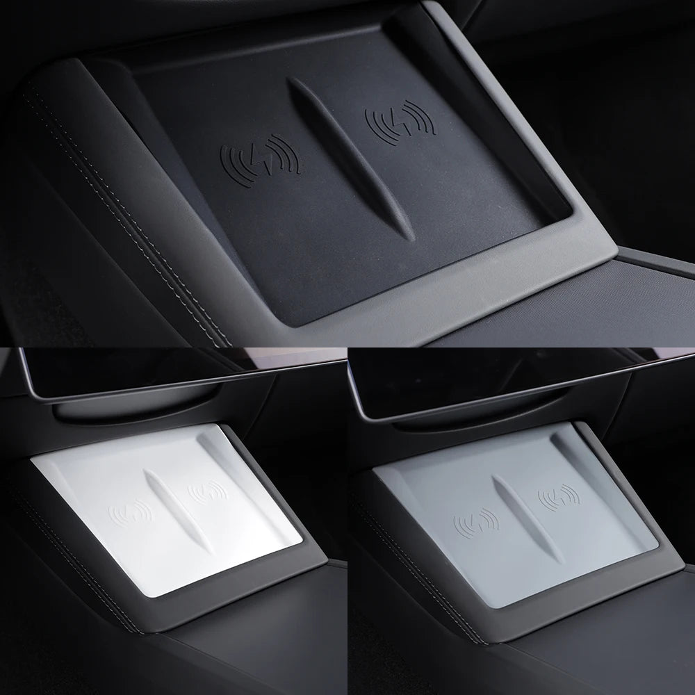 משטח טעינה אלחוטי מסיליקון לרכב – אביזר מגן נגד החלקה ואבק לדגם טסלה Model 3 Highland 2023–2024