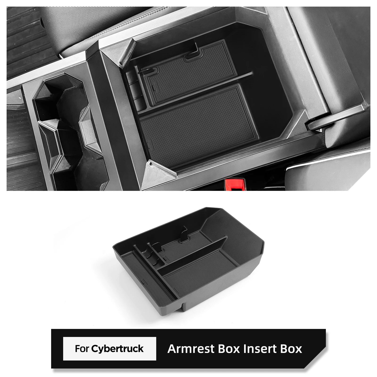 תיבת אחסון לידית מרכזית עבור טסלה סייברטראק 2024-2025 - מתקן ארגון פנימי לרכב, ארגון וסידור תא מרכזי