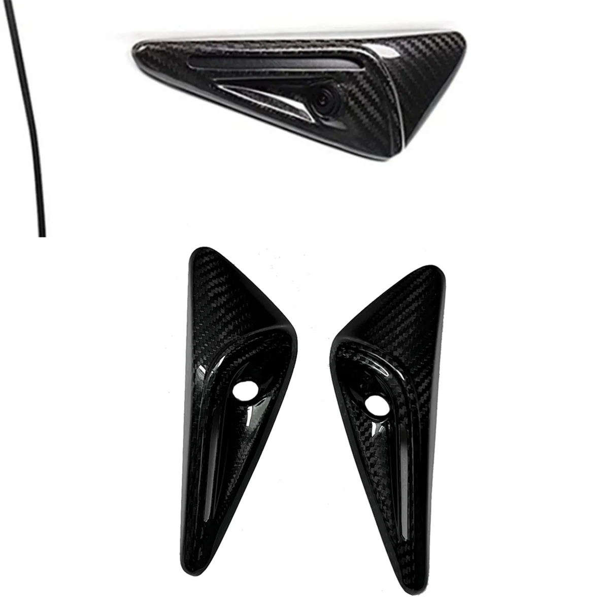 כיסוי מצלמה צדדית מסיבי פחמן לטסלה Model 3 - אביזר דקורטיבי לפנס איתות ומגן כנף