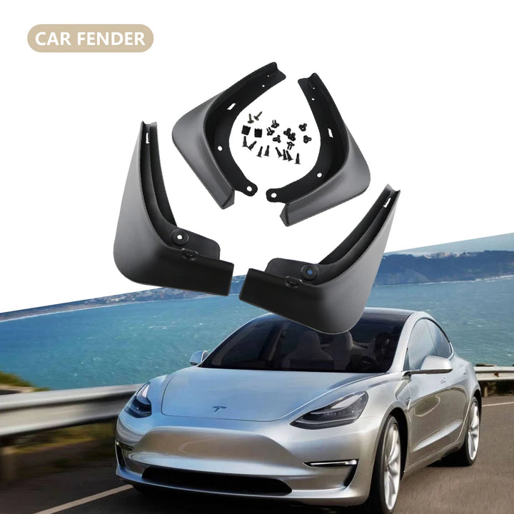 סט של 4 מגני בוץ (Splash Guards) לרכב טסלה Model 3 – מתאים לדגמים משנת 2016 ועד 2023+ כולל מגנים לגלגלים הקדמיים והאחוריים מגן על הרכב מפני לכלוך, אבנים ובוץ – לשמירה על מראה נקי וחד לאורך זמן