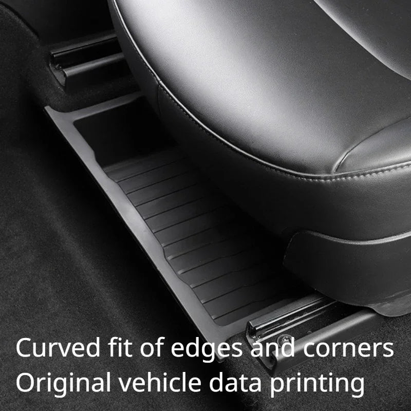 תיבת אחסון מתחת למושב לטסלה מודל X 2023-2024 – מארגן אחסון עם שכבה כפולה עשוי TPE, מגירה תחתית לניצול שטח הפנים של הרכב.